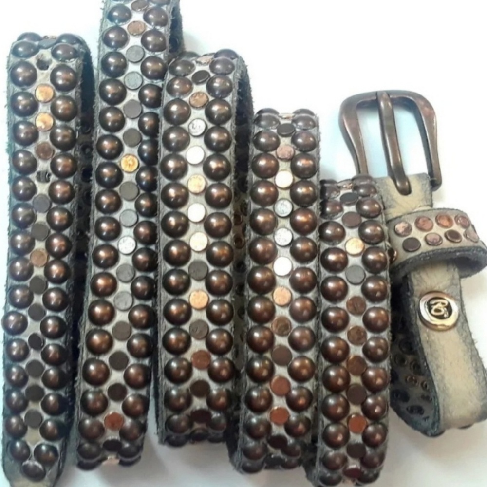 B.Belt Studded Leather Skinny Belt Made in Germany